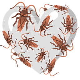 cockroach and white heart