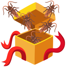 cockroach and wrapped gift