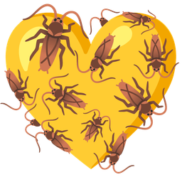 cockroach and yellow heart