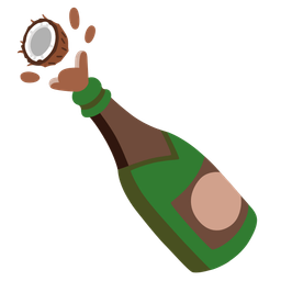 coconut and bottle with popping cork