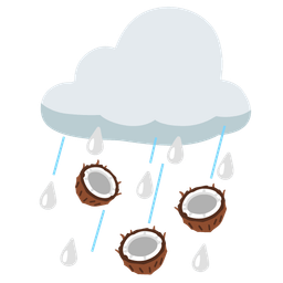 coconut and cloud with rain