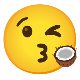 Coconut and Face blowing a kiss