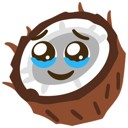 coconut and face holding back tears
