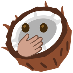coconut and face with open eyes and hand over mouth