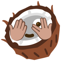 coconut and face with peeking eye