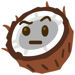 coconut and face with raised eyebrow