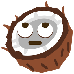 coconut and face with rolling eyes