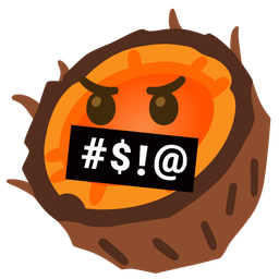 coconut and face with symbols on mouth