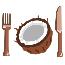 coconut and fork and knife with plate