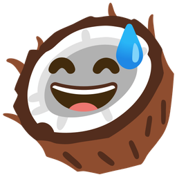 Coconut and Grinning face with sweat