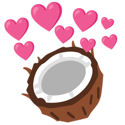 coconut and heart with arrow