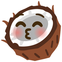 Coconut and Kissing face with closed eyes