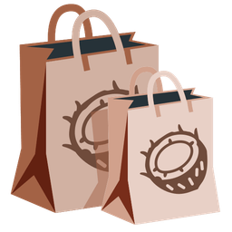 coconut and shopping bags