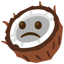 coconut and slightly frowning face