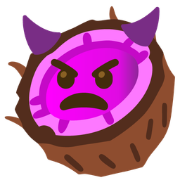 coconut and smiling face with horns