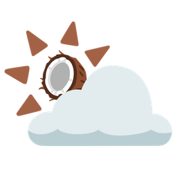 coconut and sun behind cloud