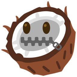 coconut and zipper-mouth face