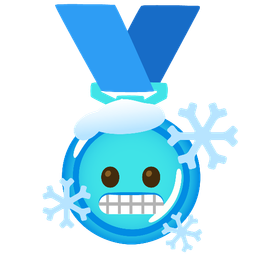 cold face and 1st place medal