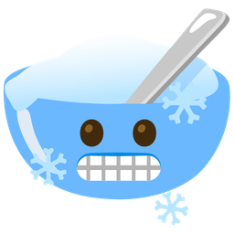 cold face and bowl with spoon