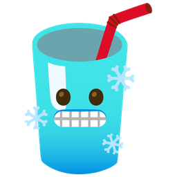 cold face and cup with straw
