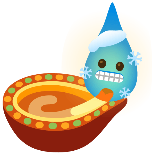 Cold face and Diya lamp