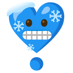 cold face and heart exclamation