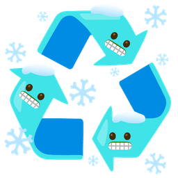 cold face and recycling symbol