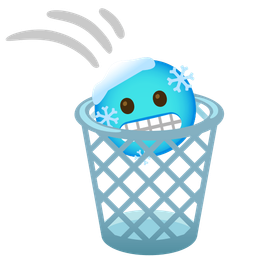 cold face and wastebasket