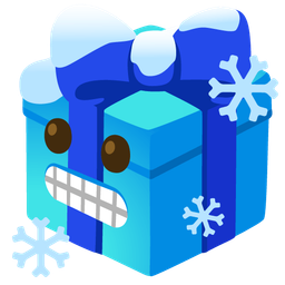 cold face and wrapped gift