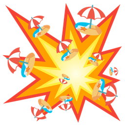 collision and beach with umbrella