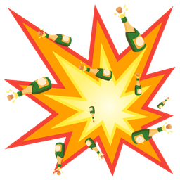 collision and bottle with popping cork