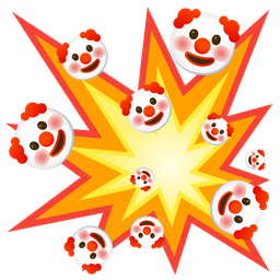 collision and clown face