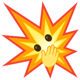 collision and face with open eyes and hand over mouth