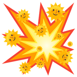 collision and sun with face