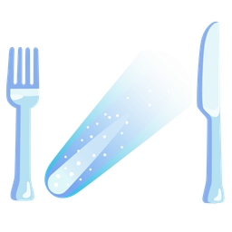 comet and fork and knife with plate