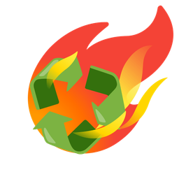 comet and recycling symbol