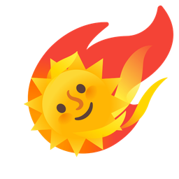 comet and sun with face