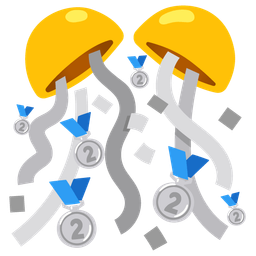 confetti ball and 2nd place medal