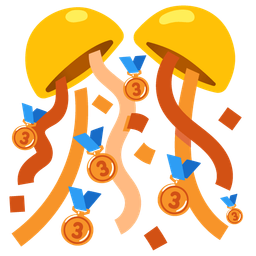 confetti ball and 3rd place medal