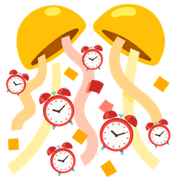 confetti ball and alarm clock