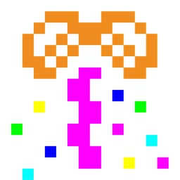 confetti ball and alien monster