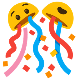 confetti ball and anguished face