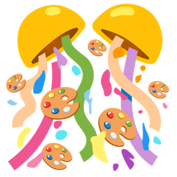 confetti ball and artist palette