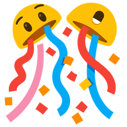 confetti ball and astonished face