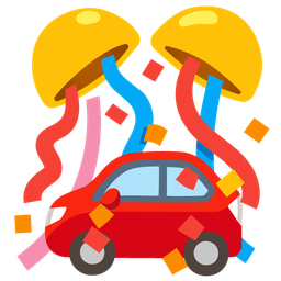 confetti ball and automobile