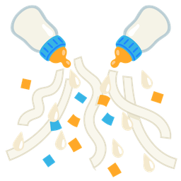 confetti ball and baby bottle