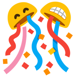 Confetti ball and Beaming face with smiling eyes