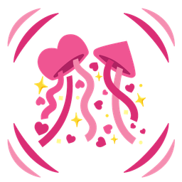 confetti ball and beating heart