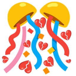 confetti ball and broken heart