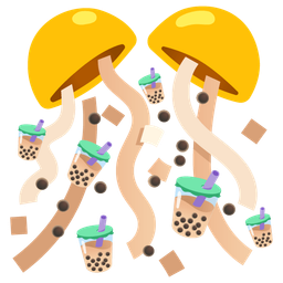 confetti ball and bubble tea